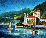 Leonid Afremov ITALY LAKE COMO VILLA BALBIANELLO painting